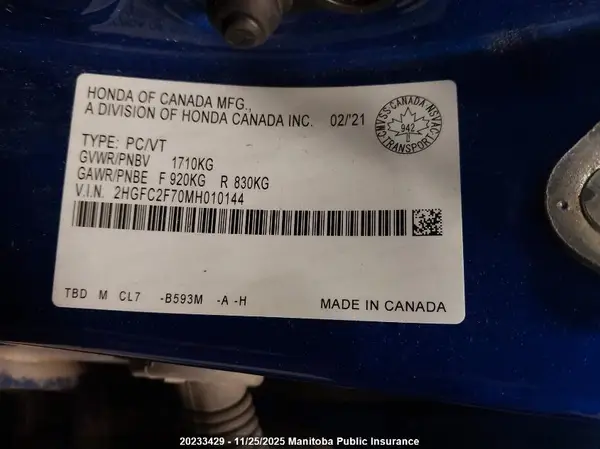 2HGFC2F70MH010144 2021 HONDA CIVIC - Image 8