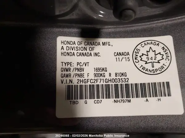 2HGFC2F71GH003532 2016 HONDA CIVIC - Image 8