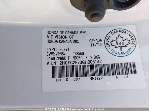 2HGFC2F73GH006142 2016 HONDA CIVIC - Image 8