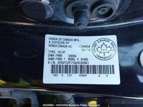 2HGFC2F75GH030961 2016 HONDA CIVIC - Image 8