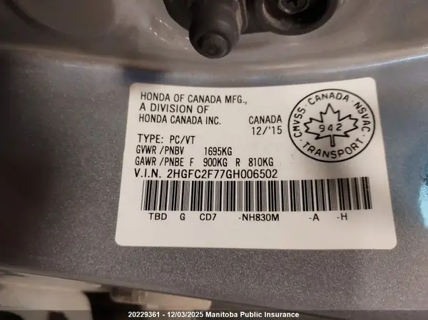 2HGFC2F77GH006502 2016 HONDA CIVIC - Image 8