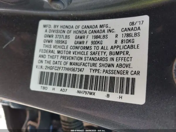 2HGFC2F77HH567347 2017 HONDA CIVIC - Image 8