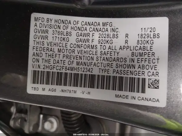 2HGFC2F84MH512342 2021 HONDA CIVIC - Image 8