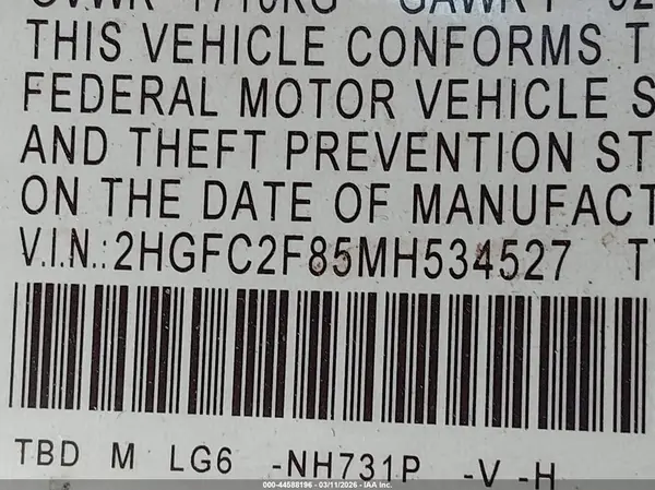 2HGFC2F85MH534527 2021 HONDA CIVIC - Image 8