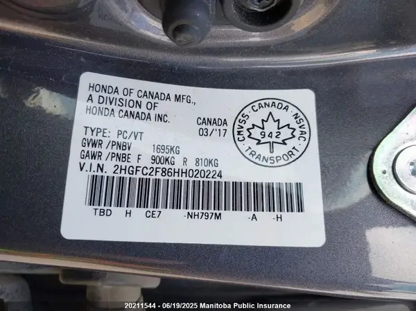 2HGFC2F86HH020224 2017 HONDA CIVIC - Image 8