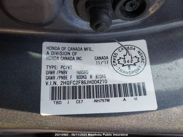2HGFC2F86JH004210 2018 HONDA CIVIC - Image 8