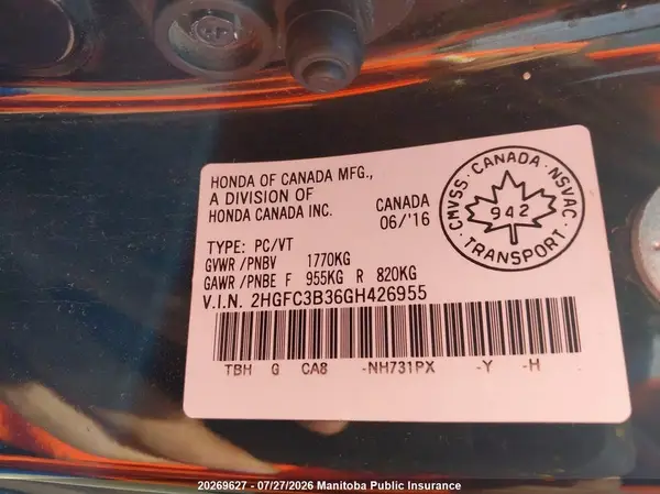 2HGFC3B36GH426955 2016 HONDA CIVIC - Image 8