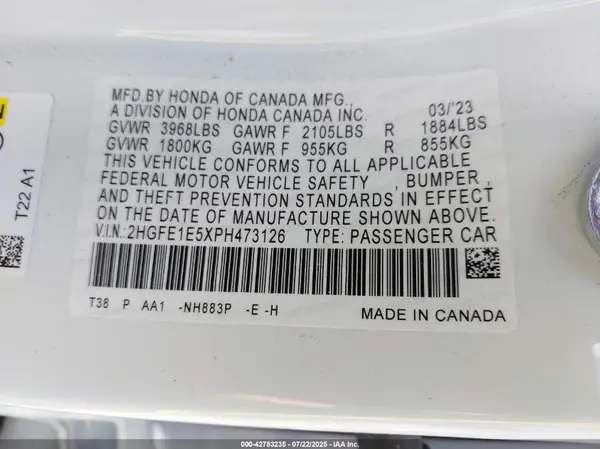 2HGFE1E5XPH473126 2023 HONDA CIVIC - Image 8