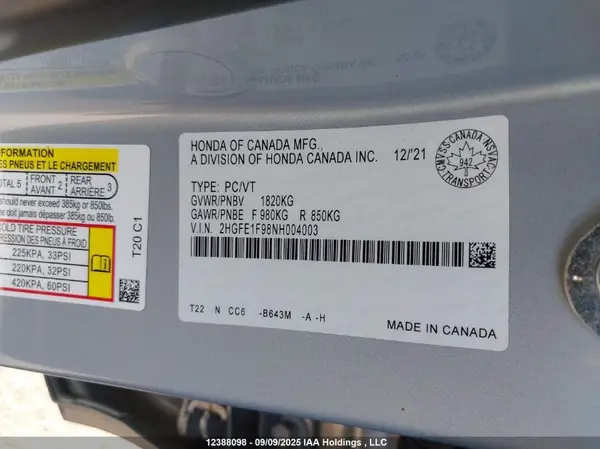 2HGFE1F98NH004003 2022 HONDA CIVIC - Image 8