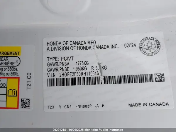 2HGFE2F30RH110646 2024 HONDA CIVIC - Image 8