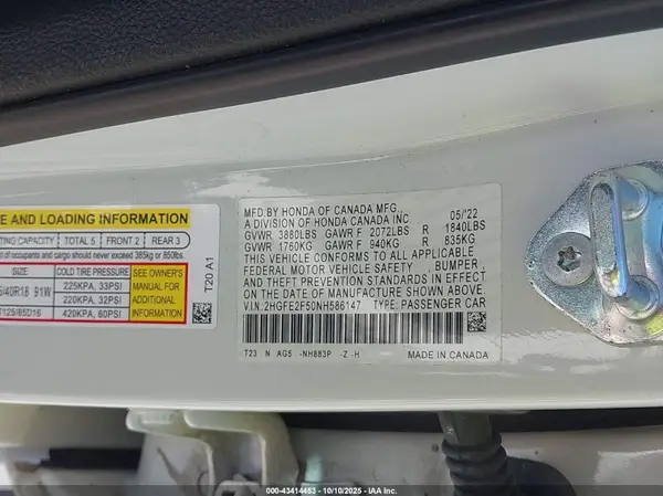 2HGFE2F50NH586147 2022 HONDA CIVIC - Image 8