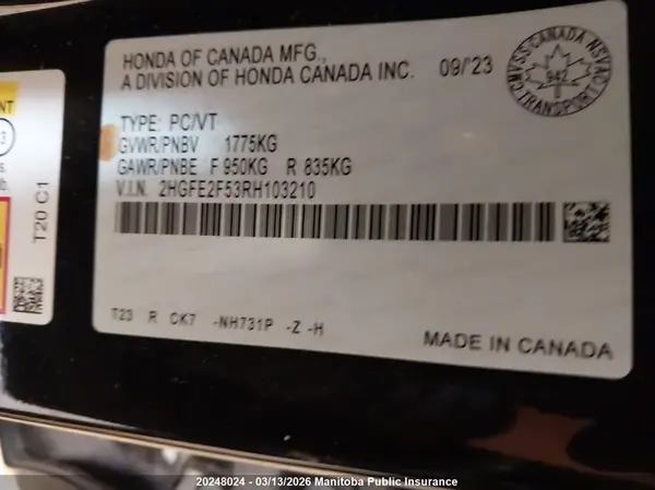 2HGFE2F53RH103210 2024 HONDA CIVIC - Image 8