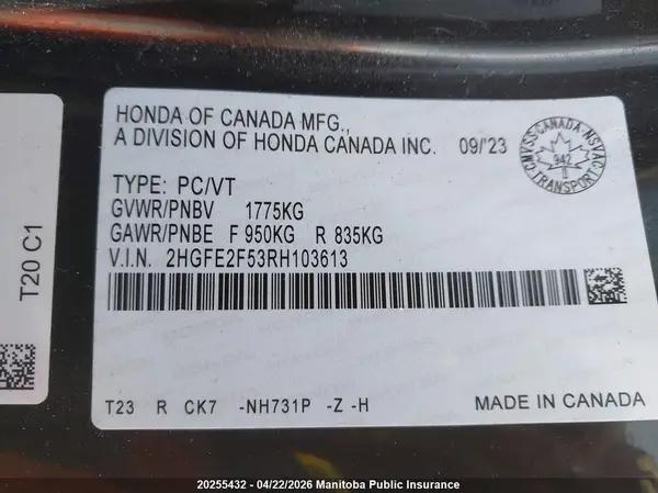 2HGFE2F53RH103613 2024 HONDA CIVIC - Image 8