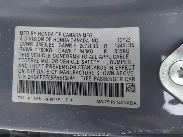 2HGFE2F55PH513844 2023 HONDA CIVIC - Image 8