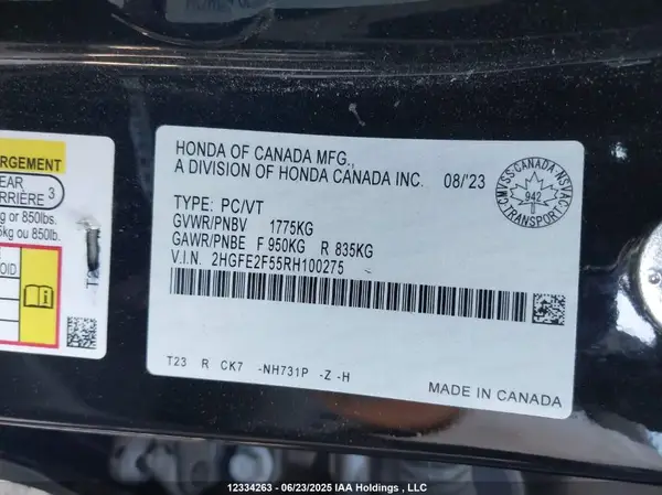 2HGFE2F55RH100275 2024 HONDA CIVIC - Image 8