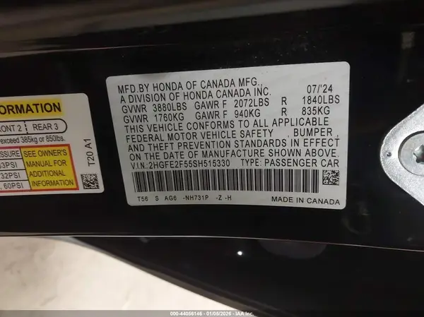 2HGFE2F55SH515330 2025 HONDA CIVIC - Image 8