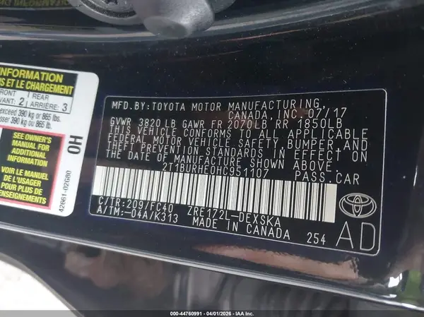 2T1BURHE0HC951107 2017 TOYOTA COROLLA - Image 8