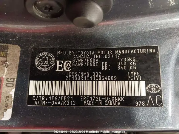 2T1BURHE1HC854689 2017 TOYOTA COROLLA - Image 8