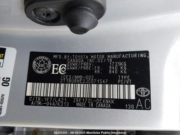 2T1BURHE2JC071547 2018 TOYOTA COROLLA - Image 8