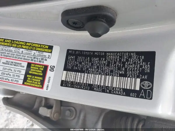2T1BURHE2KC132994 2019 TOYOTA COROLLA - Image 8