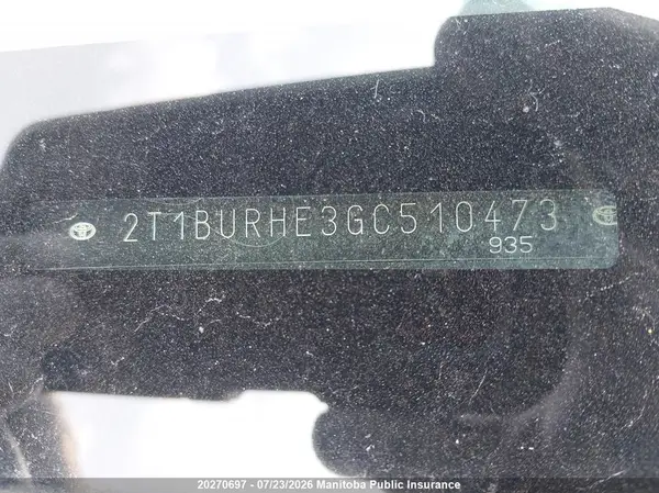 2T1BURHE3GC510473 2016 TOYOTA COROLLA - Image 8