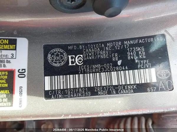 2T1BURHE3JC028044 2018 TOYOTA COROLLA - Image 8