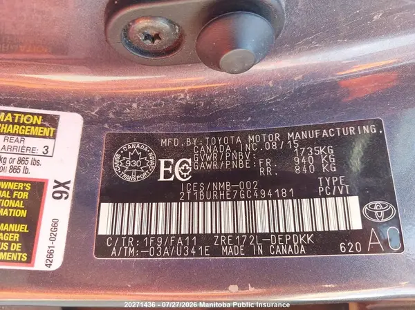 2T1BURHE7GC494181 2016 TOYOTA COROLLA - Image 8