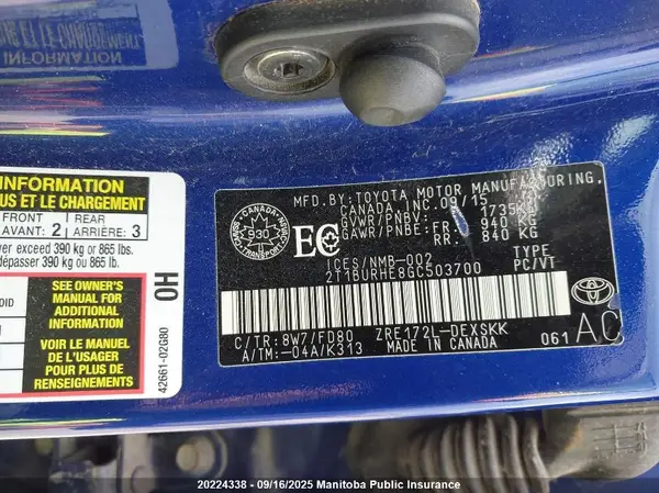 2T1BURHE8GC503700 2016 TOYOTA COROLLA - Image 8