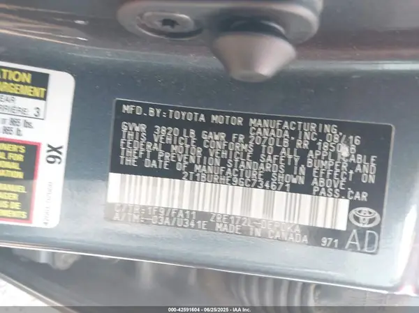 2T1BURHE9GC734671 2016 TOYOTA COROLLA - Image 8