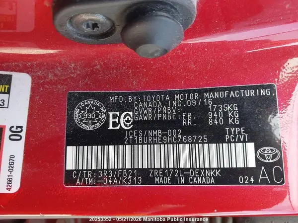 2T1BURHE9HC768725 2017 TOYOTA COROLLA - Image 8