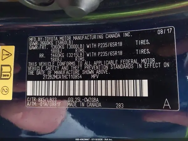 2T2BZMCA1HC110854 2017 LEXUS RX - Image 8