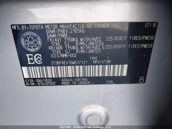 2T3BFREV1GW517121 2016 TOYOTA RAV 4 - Image 8