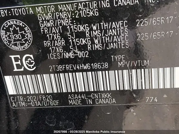 2T3BFREV4HW618638 2017 TOYOTA RAV 4 - Image 8