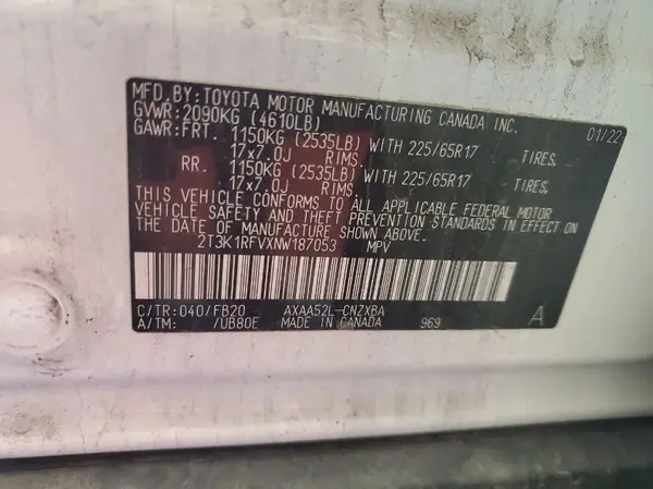 2T3K1RFVXNW187053 2022 TOYOTA RAV 4 - Image 1