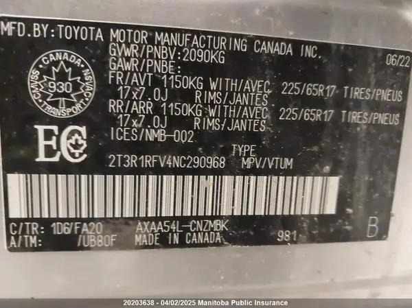2T3R1RFV4NC290968 2022 TOYOTA RAV 4 - Image 8