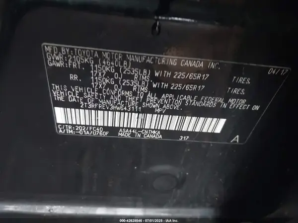 2T3RFREV3HW643111 2017 TOYOTA RAV 4 - Image 8