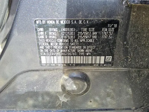 3CZRU5H33KG706783 2019 HONDA HR-V - Image 5