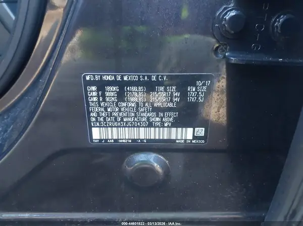 3CZRU6H3XJG704307 2018 HONDA HR-V - Image 8