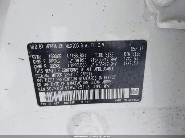 3CZRU6H52HM725116 2017 HONDA HR-V - Image 8