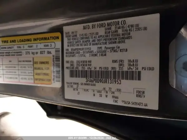 3FA6P0D90JR131953 2018 FORD FUSION - Image 8