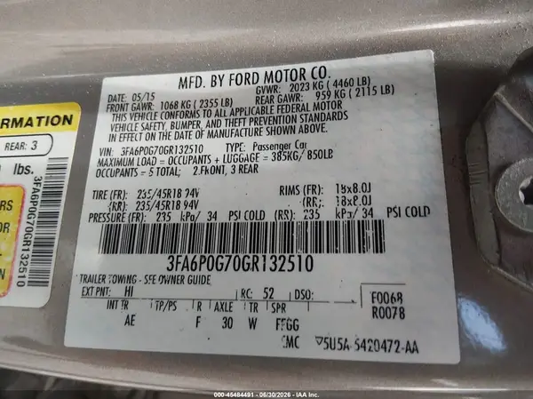 3FA6P0G70GR132510 2016 FORD FUSION - Image 8