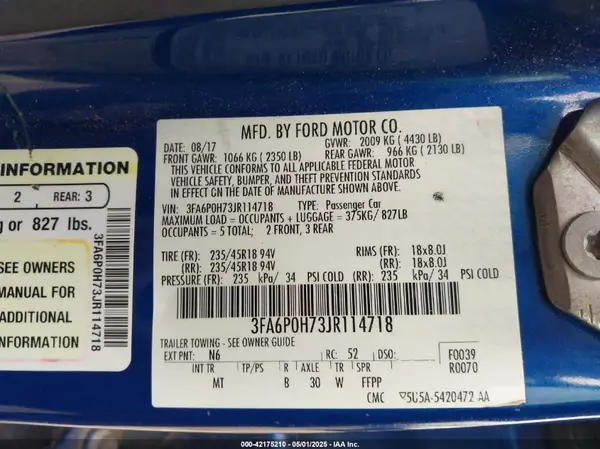 3FA6P0H73JR114718 2018 FORD FUSION - Image 8