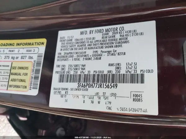 3FA6P0H77JR156549 2018 FORD FUSION - Image 8