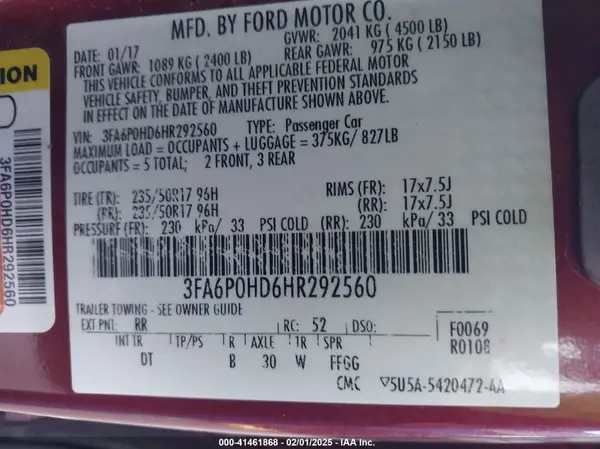 3FA6P0HD6HR292560 2017 FORD FUSION - Image 8