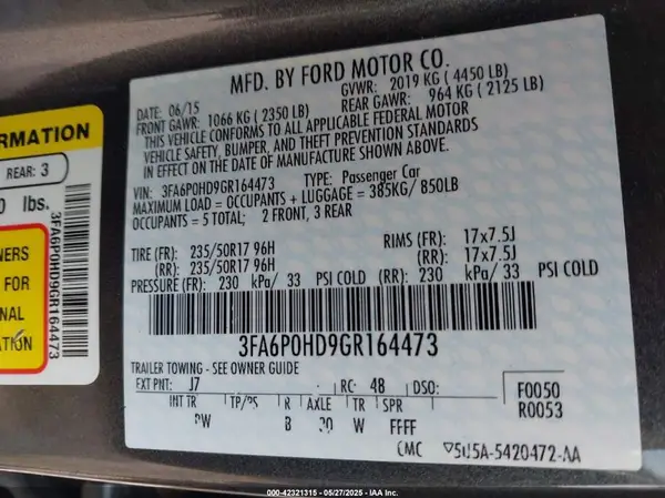 3FA6P0HD9GR164473 2016 FORD FUSION - Image 8