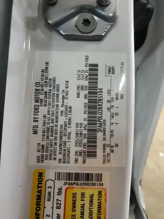 3FA6P0LU2KR285104 2019 FORD FUSION - Image 7