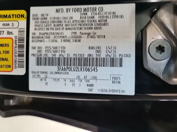 3FA6P0LU2LR106545 2020 FORD FUSION - Image 1
