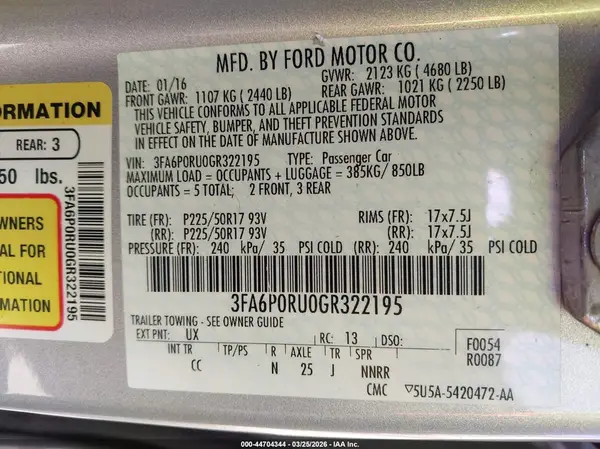3FA6P0RU0GR322195 2016 FORD FUSION - Image 8