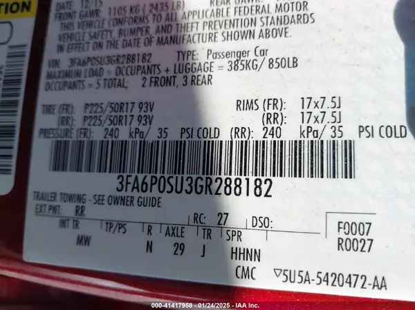 3FA6P0SU3GR288182 2016 FORD FUSION - Image 8