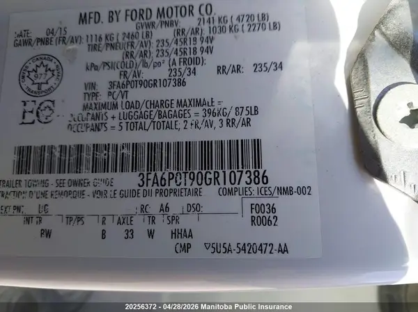3FA6P0T90GR107386 2016 FORD FUSION - Image 8